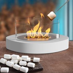 marshmallows are being cooked over an outdoor fire pit