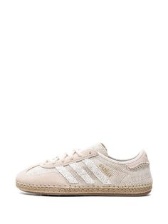 Adidas x CLOT Gazelle Sneakers - Farfetch Beige Low-top Sneakers With Woven Sole, Beige Leather Sneakers With Embroidered Logo, Adidas Cream Sneakers With Laces, Adidas Textile Sneakers, Adidas Textile Sneakers With Round Toe, Sporty Beige Sneakers With Woven Sole, Sporty Cream Sneakers With Embroidered Logo, Adidas Beige Sneakers With Laces, Adidas Beige Lace-up Sneakers