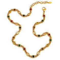 PRICES MAY VARY. Colorful Cubic Zirconia Chain Necklace❤️‍🔥Vibrant elegance dainty simple classic multi-color cubic zirconia stones design. MATERIALS/SIZE💯Premium grade zircon stone, stainless steel based, 7mm width, 16”+2”(40+5cm). IDEAL GIFT CHOICE🎁Perfect gift for your lover, wife, mother, girlfriend, daughter, grandma, granddaughter or any female friends as a memorable gift for Anniversary/Valentine/Christmas/birthday/friendship and more. DELICATE & COMFORTABLE💓This necklace is Grandma Granddaughter, Gift For Anniversary, Chain Choker Necklace, Female Friends, Stone Design, Bracelet For Women, Chain Choker, Memorable Gifts, Necklace Bracelet