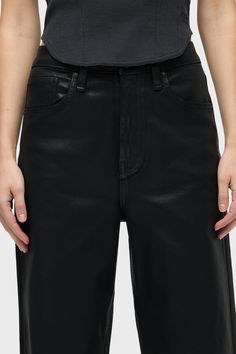 Description Our Jodie High-Rise Wide Leg Jean in Coated Black Beauty is cut from a stretch fabric for a must-own, roomy fit. Finished with 32" inseam, the pair has classic five-pocket details in black with a coating for luxe sheen. Product Details Front Rise: 12", Leg Opening: 25", Inseam: 32"Model Height 5'9"Model wearing size 25Measurements based on size 27 Fit & Care Content: 59% Cotton, 33% Modal, 6% Polyester, 2% ElastaneMachine wash cold with like colorsDo not bleachTumble dry low or hang Black Straight Leg Bottoms With Seam Detailing, Sleek Black Bottoms With Five Pockets, High Rise Wide Leg Jeans, Kick Flares, Denim Branding, Men Fits, Hudson Jeans, Black Beauty, Mens Outerwear