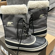 Sorel Women’s Carnival Waterproof Boots Pewter And Black. New,Never Worn In Perfect Condition! But Now And Be Ready For The Winter! Sorel Womens, Sorel Shoes, Winter Boots Women, Be Ready, Waterproof Boots, Winter Rain, Winter Boots, The Winter, Rain Boots