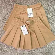 Brand New W/Tags 2- Zara Pleated Khaki/Tan Skirts (School Uniform) Girls Size: 10 Beige Spring Skort For School, Beige Mini Skort For School, Beige School Skirt For Spring, Beige Skirt For School In Spring, Beige Skirt For School In Spring Season, Casual Brown Zara Mini Skirt, Zara Brown Casual Mini Skirt, Brown Skirt For School Spring Season, Zara Brown Mini Skirt For Spring