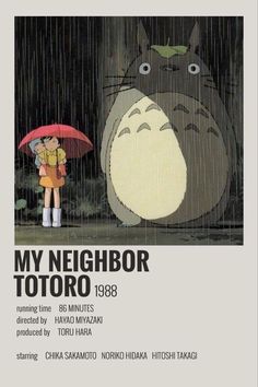 the movie poster for my neighbor totoro is shown with an image of a man and