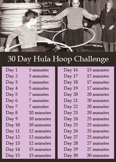 the 30 day hula hoop challenge poster is posted on an instagram page, and it's in english