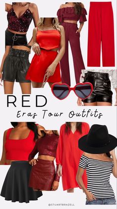 Red inspired outfit ideas for the Taylor swift eras tour Taylor Swift 22 Birthday Outfit, Taylor Swift Albums Outfit Ideas, Taylor Swift Red Era Inspired Outfits, Red Album Inspired Outfits, Red Outfit Quotes, Taylor Swift Concert Outfit Ideas Red, Taylor Swift Red Outfit Ideas, Red Eras Tour Outfit Ideas, Taylor Swift Eras Tour Outfits Red