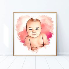 Portrait dessin de naissance bébé fille affiche de naissance - Etsy France