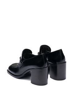 Find PRADA Block-heel Brushed-leather Loafers on Editorialist. black leather brushed finish panelled design enamel triangle logo branded footbed round toe high block heel Structural Fashion, Loafer Style, Loafers Style, Contemporary Designs, Penny Loafer, Triangle Logo, Penny Loafers, The 90s, Leather Loafers