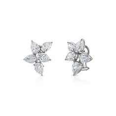 These stunning pear cluster earrings look beautiful on the ear and are perfect for any special occasion. Available in 18K White, Yellow and Rose Gold Diamond weight = 10.03 carats (1.0ct each) Diamond quality = D-F/SI1-SI2 Earrings are sold as a pair