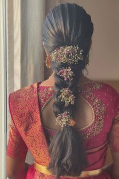 Engagement Hairdo Indian, Front Puff Bridal Hairstyles, Hairdo For Saree Hairstyles, Venni Hairstyles, Tamil Muhurtham Hairstyles, Telugu Bride Hairstyles Bridal Braids, Hairstyle For Frock Indian, South Indian Bridal Hairstyles For Muhurtham, Messy Braid Front Look