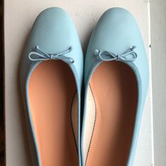 Beautiful Baby Blue J. Crew Ballet Shoes. Brand New And In Perfect Condition. Size 9.5 Casual Blue Ballet Flats, Elegant Blue Closed Toe Ballet Flats, Casual Blue Ballet Flats With Removable Insole, Chic Blue Ballet Flats With Flat Heel, Chic Blue Flats For Work, Chic Blue Flats For Office, Chic Blue Leather Ballet Flats, Casual Blue Slip-on Ballet Flats, Blue Casual Flats With Low Heel