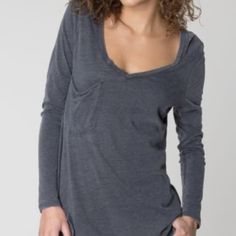 Supply, Drop Pocket Long Sleeve T, Medium, Relaxed, Low Cut V-Neck, New, Tags Removed But Never Worn, Non-Smoking Home Casual Gray V-neck Top, Casual V-neck Top For Layering, Gray Relaxed Fit V-neck Top, Casual Long Sleeve V-neck Top For Loungewear, Casual V-neck Top For Fall Loungewear, Fall V-neck Loungewear Tops, Gray V-neck Loungewear Top, Gray V-neck Top For Loungewear, Casual Stretch V-neck Top For Layering