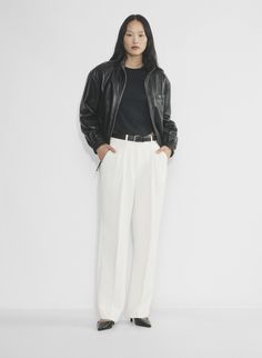 THE EFFORTLESS PANT™ CURVE-FIT Wilfred Effortless Pants, Modern Tapered Pants For Fall, Sleek High-waisted Wide Leg Pants For Spring, Chic Relaxed Fit Pants With Pressed Crease, Chic Pants With Pressed Crease And Relaxed Fit, Chic Tapered Leg Pants For Daywear, Sleek Straight Hem Pants For Spring, Elegant Pants With Straight Hem For Daywear, Sleek Spring Pants With Straight Hem