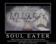 a poster with the words soul eater written on it