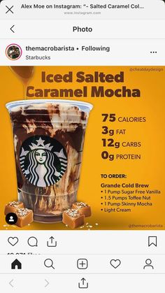 the starbucks coffee is being advertised on instagrams, and it looks like they're