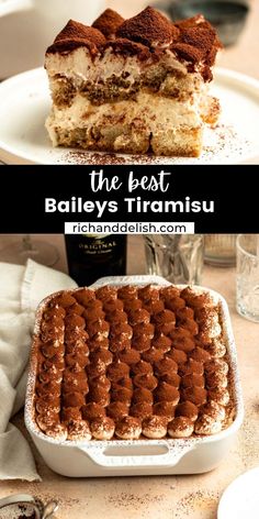 the best bauley's tiramiu dessert is served in a casserole dish