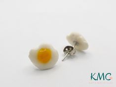 Hand-sculpted clay earrings with silver-plated studs that are nickel-free Adjustable Silver Polymer Clay Earrings, Nickel Free Silver Polymer Clay Earrings, Huevos Fritos, Sculpting Clay, Fried Egg, Jewelry Earrings Studs, Clay Earrings, Selling On Etsy, Silver Plate