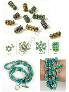 beaded bracelets and rings are shown with instructions for how to make them look like beads