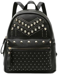 Everyday Faux Leather Bags With Rivets, Faux Leather Bags With Rivets For Everyday Use, Faux Leather Rivets Bag For Everyday Use, Trendy School Backpack With Leather Backing, Trendy Backpack With Leather Backing, Trendy Leather Backpack For Errands, Trendy Satchel Bag With Leather Backing, Trendy Satchel With Leather Backing, Trendy Satchel Backpack For Errands