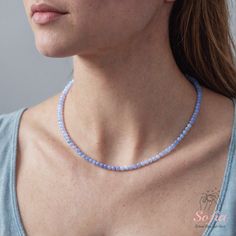 This blue lace agate dainty choker is fun and easy to wear and match with any outfit. They can express your style, mood, or personality in a subtle and charming way. It is perfect for anyone who loves minimalist style, natural stones. It is a unique and meaningful gift for yourself or someone special. You can wear it by itself or mix it with other necklaces for a fun and trendy look. If you have a large demand of the stone beads or necklace, please feel free to contact us for details. - Material Beaded Necklace Blue, Agate Stone Necklace, Necklace Birthstone, Dainty Choker, Stone Beaded Necklace, Crystal Choker, Style Minimaliste, Agate Necklace, Necklace Blue