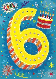 a birthday card with the number six on it