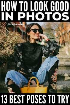 a woman is sitting on the steps talking on her cell phone and holding a yellow purse