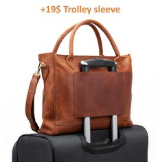 "ADD to cart MAKEUP BAG: https://etsy.me/2VTLIXI Leather tote with trolley sleeve, Leather bag with luggage sleeve tote bag with leather slip add-on trolley sleeve tote trolley bag leather SIZES: ✦ EXTRA LARGE Size (XL) ✦ (For 15\" MacBook Pro) 15.5\" (39 cm) Wide 11.5\" (29 cm) Tall 3.5\" (9 cm) Deep ✦ LARGE Size (L)✦ (For 13\" MacBook Air 2018+ / Pro) 13.5\" (34 cm) Wide 10.5\" (27 cm) Tall 3.5\" (9 cm) Deep ✦ MEDIUM Size (M) ✦ (For 9.7-11\" IPad) 11\" (28 cm) Wide 9\" (23 cm) Tall 3\" (8 cm) Brown Leather Laptop Bag, Handmade Leather Tote Bag, Handmade Leather Tote, Leather Work Bag, Tas Bahu, Retro Handbags, Large Leather Tote Bag, Laptop Messenger Bags, Laptop Bag For Women