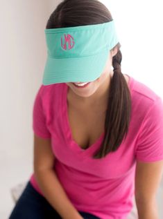 "Personalized Soft Cotton Visor - Perfect for Group Events Spring Break or Bachelorette Party Adjustable Velcro Back Approximately 19\" - 24\" Around the Head Single Initial: Classic, Single Classic, Party Time, Vine, & Tipsy 3 Initials: Circle, Classic, Master Circle, Party Time, & Vine Name: Classic, Etiquette, Party Time, & Tipsy Also Available! Ladies Trucker Caps: http://etsy.me/2xG6NaY Ladies Caps: http://etsy.me/2xNXzsq Children's Caps: http://etsy.me/2yOM5Uf At Boomerang Prom Monogram Kids, Womens Visor, Monogram Hats, Visor Cap, Embroidery Monogram, Sun Hats For Women, Visor Hats, Mint Color, Sun Visor