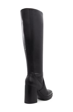 Take your look to the next level with this streamlined knee-high boot featuring a bold block heel and comfortable, well-cushioned footbed. 3 3/4" heel 14 1/4" heel; 12 1/2" shaft circumference. Narrow calf Cushioned footbed with dual-density foam Leather and textile upper and lining/synthetic sole Imported Sleek Wide Calf Boots With Stacked Heel, Tall Medium Width Boots For Work, Tall Medium Width Work Boots, Tall Boots With Stacked Heel For Work, Wide Calf Knee-high Boots With Padded Heel, Knee-high Heeled Boots With Padded Heel, Knee-high Platform Boots With Reinforced Heel For Work, Knee-high Platform Boots For Work With Reinforced Heel, Workwear Knee-high Platform Boots With Reinforced Heel