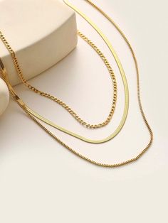 Layered Chain Necklace - Women's Necklaces - Someone & HerOwn Trendy Multi-strand Layered Chain Necklace, Elegant Everyday Layered Necklace With Delicate Chain, Everyday Elegant Layered Chain Necklace, Everyday Multi-strand Yellow Gold Chain Necklace, Chic Double Chain Necklace, Elegant Gold-plated Herringbone Necklace, Minimalist Multi-strand Clavicle Chain Necklace, Gold Plated Snake Chain Necklace For Layering, Delicate Multi-strand Layered Necklaces