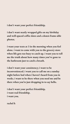 a letter to someone on their birthday that says i don't want your perfect friend