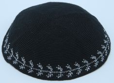 This hand-knitted Kippah is made from black color yarn and features a uniquely designed flower bell design pattern on its bottom edge made up of beautiful silver color. Simple and elegant USA Seller Yarmulke Kippah features a neat crochet pattern that spirals outwards to the bottom edge. A stylish black colored Kippah Hat is tightly knitted which makes it strong and gives a long life. It is very easy and comfortable to wear all day long or some special occasions like a Bar Mitzvah party or a Wed Traditional Handmade Crochet Cap Hat, Handmade Traditional Crochet Cap, Traditional Handmade Crochet Cap, Traditional Hand Knitted Adjustable Hat, Handmade Adjustable Traditional Crochet Hat, Pola Topi, Bar Mitzvah Party, Fall Knitting, Bell Design