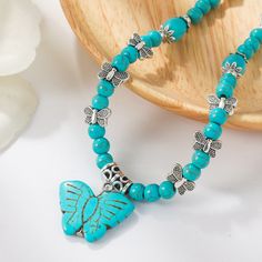 Product Name: Boho Butterfly Turquoise Long Beaded Necklace For Women Vintage Ethnic Jewelry Item NO.: 21554310 Weight: 0.05 kg = 0.1102 lb = 1.7637 oz Category: Accessories> Jewelry Tag: NECKLACE Creation Time: 2023-03-13 Size: Necklace Length:50+7cm, Pendant Length:5cm. Weight: 32g/pcs (Perfect weight, comfortable to wear). Necklace Material:Alloy + Faux Turquoise,Epoxy.Nickel-free, Lead-free, Cadmium Free and Hypoallergenic Cheap Accessories Jewelry, Boho Butterfly, W Necklace, Turquoise Pendant Necklace, Jewelry For Sale, Butterfly Pendant Necklace, Jewelry Tags, Long Beaded Necklace, Cheap Accessories