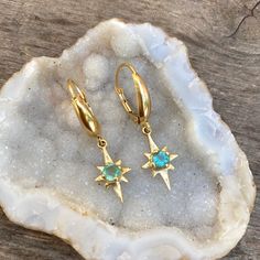 These Celestial beauties sparkle and shine! Perfect for everyday wear. The setting make them very comfortable. Put them on and you never need to take them off. Great gift for the one you love or the Love of self. Free worldwide shipping! Custom orders welcomed 14k Gold Filled Earrings With Star Charm As Gift, Dainty Round Earrings With Star Charm, Star-shaped Gold Plated Earrings For Gift, Gold Plated Star-shaped Earrings For Gift, Gold Plated Star Shaped Earrings As Gift, Gold Plated Star Earrings For Gift, Gold Plated Star Shaped Earrings For Gift, Celestial 14k Gold Dangle Earrings, Celestial Single Gold Plated Earring