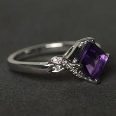 Amethyst Ring Silver Natural Square Cut Purple Gemstone | Etsy Purple Amethyst Ring With Accent Stones, Rectangular Shape, Purple Amethyst Ring With Prong Setting Rectangular, Rectangular Purple Amethyst Ring With Accent Stones, Purple Rectangular Amethyst Ring With Prong Setting, Rectangular Purple Amethyst Ring With Prong Setting, Rectangular Purple Amethyst Ring For Anniversary, Rectangular Purple Amethyst Ring, Square Cut Amethyst Ring For Anniversary, Rectangular Purple Amethyst Wedding Ring