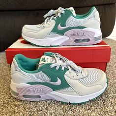 Top Seller for Women๏ฟฝs Sz 6 Nike Air Max Heel EXCEE Gray/Green/Purple Shoes Sneakers DX3315-043, Women's shoes Air Max Excee, Nike Air Max Excee, Nike Brand, Purple Shoes, Top Seller, Gray Green, Green And Purple, Workout Routine, Air Max