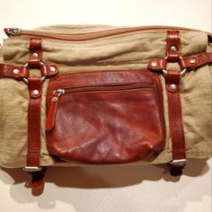 Mo & Co Bag. Never Used. Many Pockets Inside And Out. Heavy Canvas And Leather. Original Wholesale $58. Retail $138. Guess Shoulder Bag, Saddle Handbags, Kate Spade Disney, Purse Boutique, Vintage Coach Bags, Coach Tote, Brown Purses, Black Leather Bags, Kate Spade Handbags