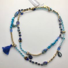 Nordstrom Sara Bella Boho Long Necklace With Multiple Blues Gemstones And Beads, Great Alone Or Layering. Can Wear Long Single Or Shorter Double Length. Sold Out Hard To Find, Chic! Nwt Long Beaded Necklace Ideas, Beaded Necklace Ideas, Nordstrom Jewelry, Long Necklace Boho, Beaded Necklace Diy, Long Necklaces, Long Beaded Necklace, Boho Diy, Beads And Wire