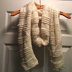 Never Worn, White Knit Scarf Knit Scarf Pattern, White Scarf, White Scarves, Scarf Pattern, Knit Scarf, Pearl White, Scarf Wrap, Scarf Accessory, Color White