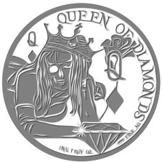 the queen of diamonds is depicted in this silver coin