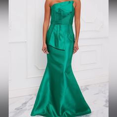 Fashion Nova Maxi Dress/Evening Gown. Elegant Green A-line Gown, Green Maxi Dress With Fitted Bodice For Gala, Green One-shoulder Gown For Spring, Green One-shoulder Spring Gown, Elegant Green Fitted Strapless Dress, Elegant Fitted Green Strapless Dress, Green One-shoulder Gown With Fitted Bodice, Green A-line Evening Dress For Gala, Green Maxi Dress With Fitted Bodice For Evening