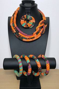 Abara Bamileke African Print Knot Jewelry Set ( Necklace - Bracelets - earrings) - Afrilege Ankara Jewelry, African Fabric Accessories, Simple Slip Dress, Afro Jewelry, African Inspired Jewelry, Afrocentric Jewelry, Knot Jewelry, African Accessories, Big Jewelry