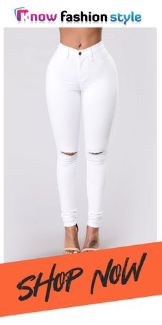 White Fashion Casual Ripped Denim Trousers White Fashion Casual, Ripped Denim, Denim Trousers, White Fashion, Fashion Casual, White Jeans, Casual Fashion, Shop Now, Trousers