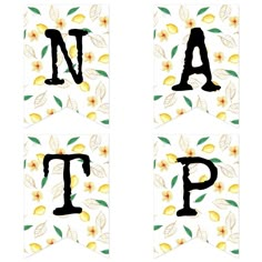 the letters are made out of paper with leaves and flowers on them