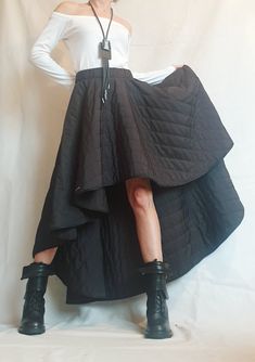 "Long Short Skirt, Winter Skirt, Extravagant Skirt ❤️ Extravagant designs and high quality fabrics! You can wear it like a skirt, dress and tunic On the inside there are links to find and customize in your own way ❤️ Materials & Care Polyester, Wadding Hand wash at low temperatures. Do not machine dry. Do not iron. Do not dry clean! ❤️ Sizing We can make your piece from XS to 5XL! Everything in the shop can be also made according to your measures free of charge! ❤️ Shipping ✈ Ready to ship T Avant-garde Asymmetrical Skirt For Spring, Winter Voluminous Skirt Bottoms, Winter Voluminous Long Skirt, Winter Asymmetrical Maxi Skirt, Ruffled Skirt For Winter, Winter Ruffled Skirt Bottoms, Winter Ruffled Flared Skirt, Tiered Flowy Skirt For Winter, Flowy Tiered Skirt For Winter