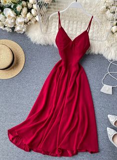 Stylish v neck backless dress summer dress 045 Fabric: blended Color: burgundy, pink, red, green,yellow,black Size(cm): S, M, L S length 110 bust 86 waist 64 M length 110 bust 90 waist 68 L length 110 bust 94 waist 72 Elegant V-neck Backless Summer Dress, Solid V-neck Suspender Dress For Party, Fitted V-neck Suspender Sundress, Summer V-neck Solid Color Sundress, Elegant Backless Sundress For Date Night, Red V-neck Backless Summer Dress, Chic V-neck Suspender Dress For Vacation, Summer V-neck Dresses In Solid Color, Chic Suspender Dress With V-neck For Vacation