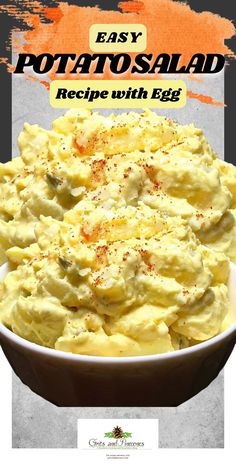 the recipe for potato salad is in a bowl