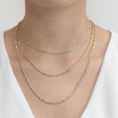 solid gold Singapore Chain necklaces 14k Gold Delicate Chain Necklace For Anniversary, Delicate 14k Gold Chain Necklace For Anniversary, Dainty Yellow Gold Rope Chain Jewelry, Minimalist 14k Gold Rope Chain Necklace, Dainty 14k Gold Rope Chain Jewelry, Dainty 14k Gold Rope Chain Necklace, Dainty 14k Gold Rope Style Necklace, 14k Gold Dainty Chain Necklace With Diamond Cut, Dainty 14k Gold Chain Necklace With Diamond Cut