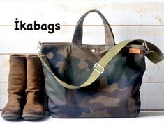 Camouflage Canvas tote, Waxed canvas tote, Back to school bag, Messenger bag, diaper bag, travel bag. It has top handles and straps, so you can carry it in-hand or on your shoulder or crossbody.An unusual unique color combination meets high-quality materials and small business hard work. Please note : Due to huge amount of orders can ships First week of September. ..........14 oz Waxed canvas Tote bag, messenger bag, diaper bag, work bag, travel bag, medium weekender, a shopping tote bag for men Waxed Canvas Tote Bag, Back To School Bag, Camo Purse, Waxed Canvas Bag, Back To School Bags, Sustainable Bag, Sac Week End, Bike Bag, Elegant Casual