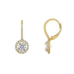 Finish off your ensemble with an elegant touch of sparkle with these 10k gold White Lotus lab-created moissanite halo drop hoop earrings. Finish off your ensemble with an elegant touch of sparkle with these 10k gold White Lotus lab-created moissanite halo drop hoop earrings. FEATURES Length: 23.25 mm Backings: leverback Nickel free Metal: 10k gold Finish: polished Packaging: boxedSTONE DETAILS Stone type: lab-created moissanite Total weight: 3 3/4 ct. Center stone size: 7 mm Center stone weight: Elegant 14k Gold Diamond Halo Earrings, Elegant Gold Diamond Earrings With Moissanite, Elegant Gold Moissanite Earrings, Formal Moissanite Halo Earrings, Formal Yellow Gold Moissanite Earrings, Formal Halo Lab Grown Diamond Jewelry, Elegant Gold Diamond Earrings With Halo Setting, Formal Halo Design Cubic Zirconia Diamond Earrings, Gold Moissanite Diamond Earrings For Formal Occasions