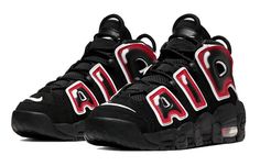 Nike Air More Uptempo GS Black Laser Crimson 415082-010 Nike Air More Uptempo 96, Uptempo 96, Nike Air Uptempo, Tenis Nike Air, Nike Air More Uptempo, Nike Air More, Scottie Pippen, Mens Nike Air, New Nike Air